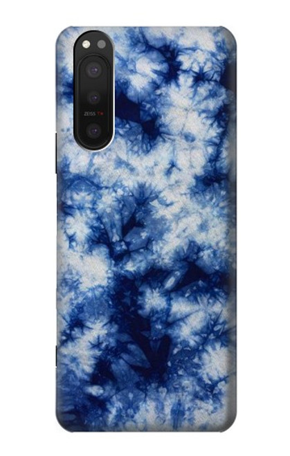 W3439 Tissu Indigo Tie Dye Etui Coque Housse et Flip Housse Cuir pour Sony Xperia 5 II