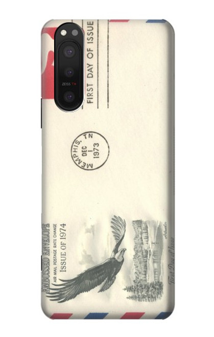 W3551 Art de l'millésimé de la poste enveloppe aérienne Etui Coque Housse et Flip Housse Cuir pour Sony Xperia 5 II