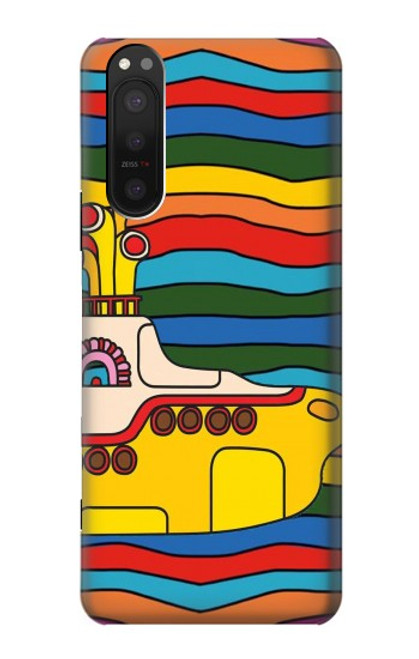 W3599 Hippie submarin Jaune Etui Coque Housse et Flip Housse Cuir pour Sony Xperia 5 II