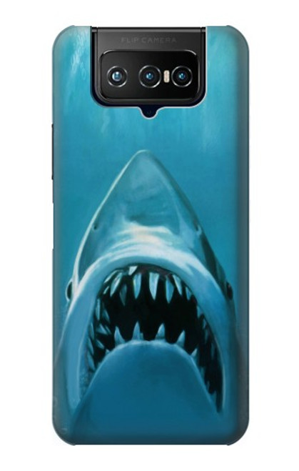 W0830 Requin blanc Etui Coque Housse et Flip Housse Cuir pour ASUS ZenFone 7 Pro