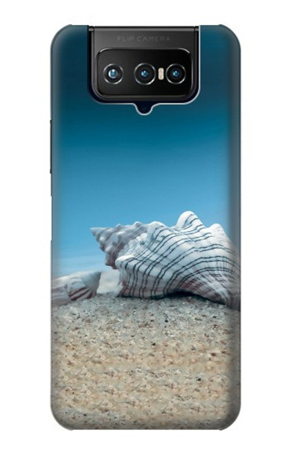 W3213 Coquilles de mer sous la mer Etui Coque Housse et Flip Housse Cuir pour ASUS ZenFone 7 Pro