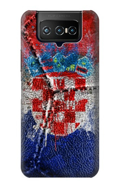 W3313 Croatie Drapeau graphique Football Millésime Etui Coque Housse et Flip Housse Cuir pour ASUS ZenFone 7 Pro