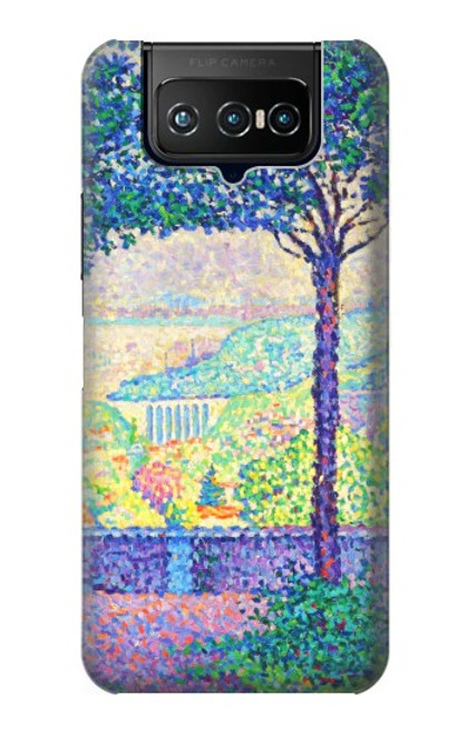 W3349 Paul Signac Terrasse de Meudon Etui Coque Housse et Flip Housse Cuir pour ASUS ZenFone 7 Pro