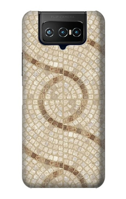 W3703 Carreaux de mosaïque Etui Coque Housse et Flip Housse Cuir pour ASUS ZenFone 7 Pro