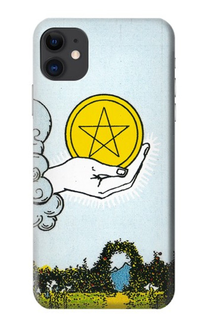 W3722 Carte de tarot Pièces de l'As des Pentacles Etui Coque Housse et Flip Housse Cuir pour iPhone 11