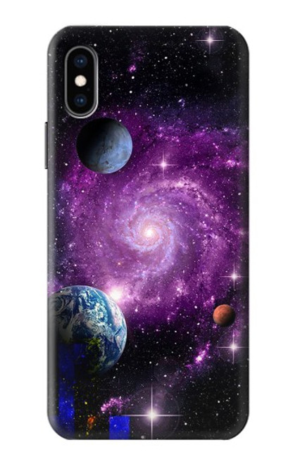 W3689 Planète spatiale Galaxy Etui Coque Housse et Flip Housse Cuir pour iPhone X, iPhone XS