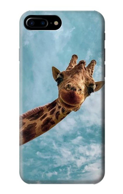W3680 Girafe de sourire mignon Etui Coque Housse et Flip Housse Cuir pour iPhone 7 Plus, iPhone 8 Plus