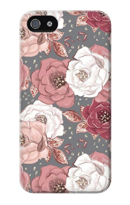 W3716 Motif floral rose Etui Coque Housse et Flip Housse Cuir pour iPhone 4 4S