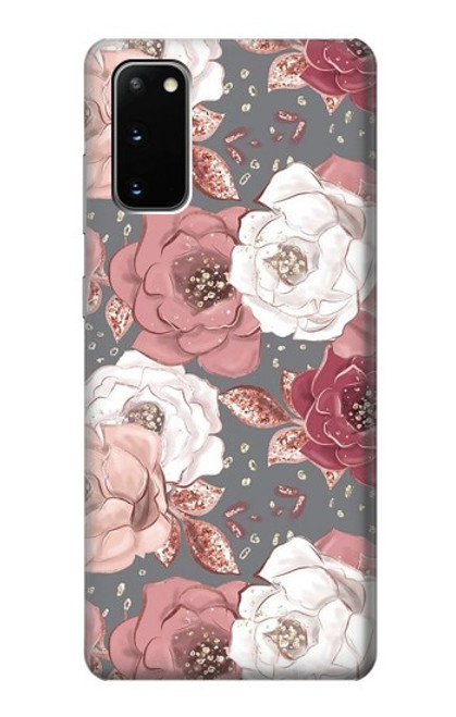 W3716 Motif floral rose Etui Coque Housse et Flip Housse Cuir pour Samsung Galaxy S20