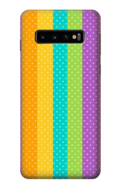 W3678 Vertical arc-en-ciel coloré Etui Coque Housse et Flip Housse Cuir pour Samsung Galaxy S10