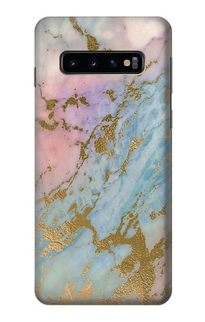 W3717 Imprimé graphique en marbre bleu pastel or rose Etui Coque Housse et Flip Housse Cuir pour Samsung Galaxy S10