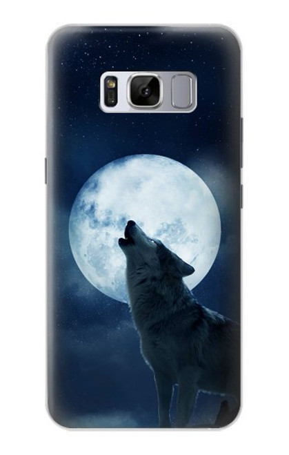W3693 Pleine lune du loup blanc sinistre Etui Coque Housse et Flip Housse Cuir pour Samsung Galaxy S8 Plus