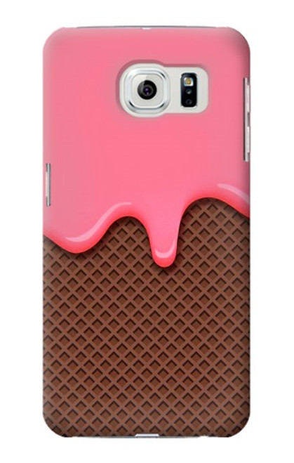 W3754 Cornet de crème glacée à la fraise Etui Coque Housse et Flip Housse Cuir pour Samsung Galaxy S6