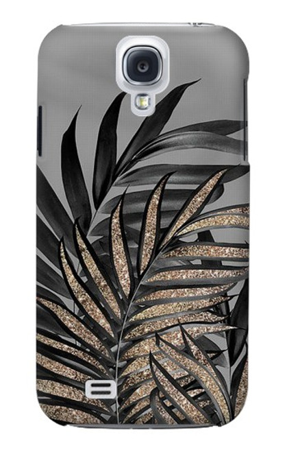 W3692 Feuilles de palmier gris noir Etui Coque Housse et Flip Housse Cuir pour Samsung Galaxy S4