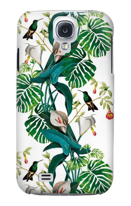 W3697 Oiseaux de la vie des feuilles Etui Coque Housse et Flip Housse Cuir pour Samsung Galaxy S4