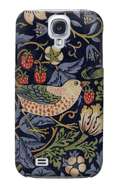 W3791 William Morris Strawberry Thief Fabric Etui Coque Housse et Flip Housse Cuir pour Samsung Galaxy S4