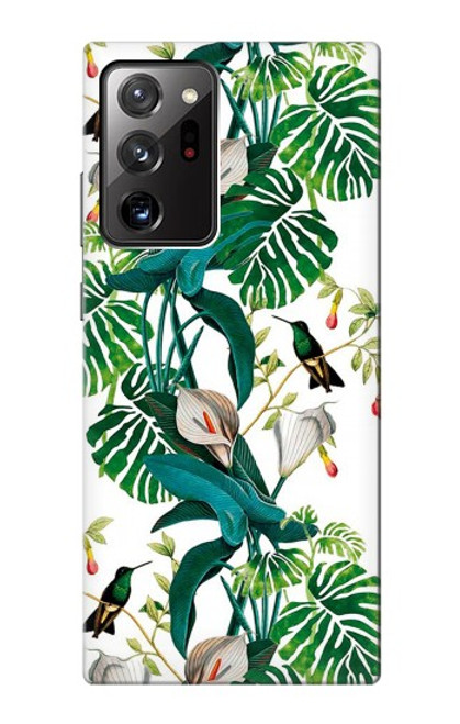 W3697 Oiseaux de la vie des feuilles Etui Coque Housse et Flip Housse Cuir pour Samsung Galaxy Note 20 Ultra, Ultra 5G