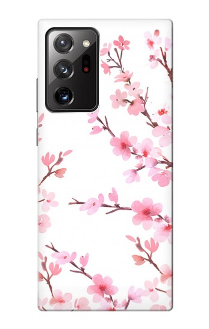 W3707 Fleur de cerisier rose fleur de printemps Etui Coque Housse et Flip Housse Cuir pour Samsung Galaxy Note 20 Ultra, Ultra 5G