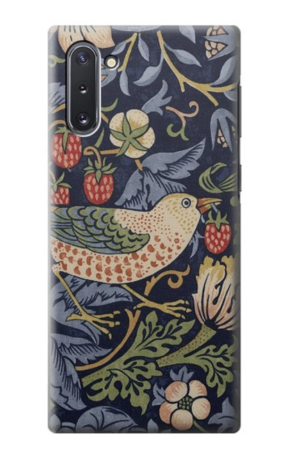 W3791 William Morris Strawberry Thief Fabric Etui Coque Housse et Flip Housse Cuir pour Samsung Galaxy Note 10