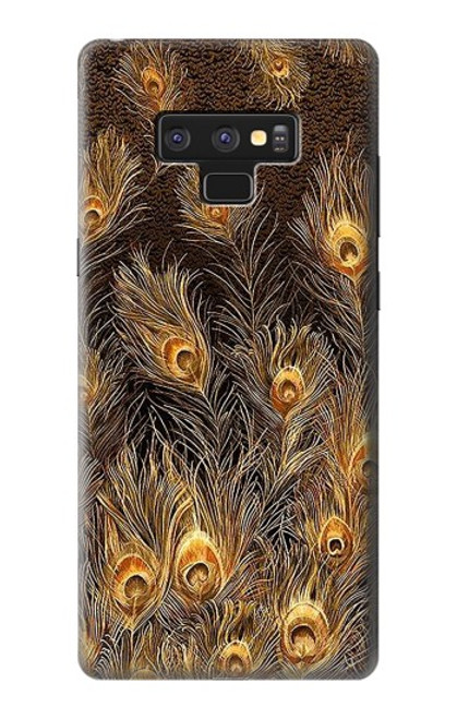 W3691 Plume de paon d'or Etui Coque Housse et Flip Housse Cuir pour Note 9 Samsung Galaxy Note9