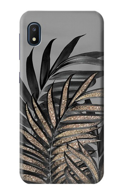 W3692 Feuilles de palmier gris noir Etui Coque Housse et Flip Housse Cuir pour Samsung Galaxy A10e