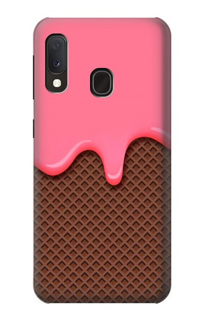 W3754 Cornet de crème glacée à la fraise Etui Coque Housse et Flip Housse Cuir pour Samsung Galaxy A20e