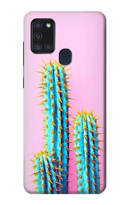 W3673 Cactus Etui Coque Housse et Flip Housse Cuir pour Samsung Galaxy A21s