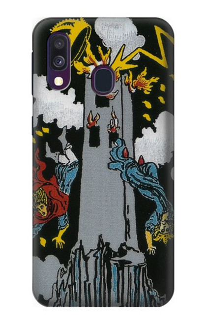 W3745 Carte de tarot la tour Etui Coque Housse et Flip Housse Cuir pour Samsung Galaxy A40