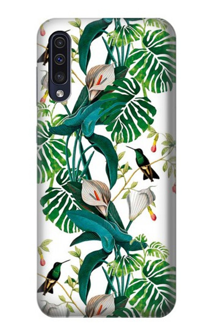 W3697 Oiseaux de la vie des feuilles Etui Coque Housse et Flip Housse Cuir pour Samsung Galaxy A70