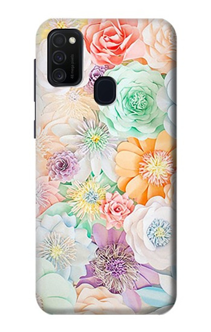 W3705 Fleur florale pastel Etui Coque Housse et Flip Housse Cuir pour Samsung Galaxy M21