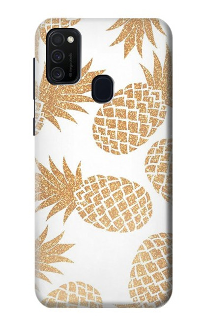 W3718 Ananas sans soudure Etui Coque Housse et Flip Housse Cuir pour Samsung Galaxy M21