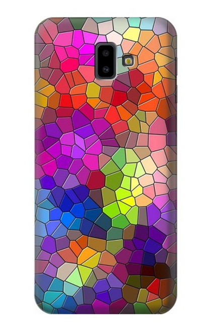 W3677 Mosaïques de briques colorées Etui Coque Housse et Flip Housse Cuir pour Samsung Galaxy J6+ (2018), J6 Plus (2018)