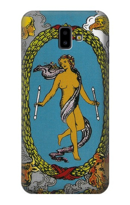 W3746 Carte de tarot le monde Etui Coque Housse et Flip Housse Cuir pour Samsung Galaxy J6+ (2018), J6 Plus (2018)