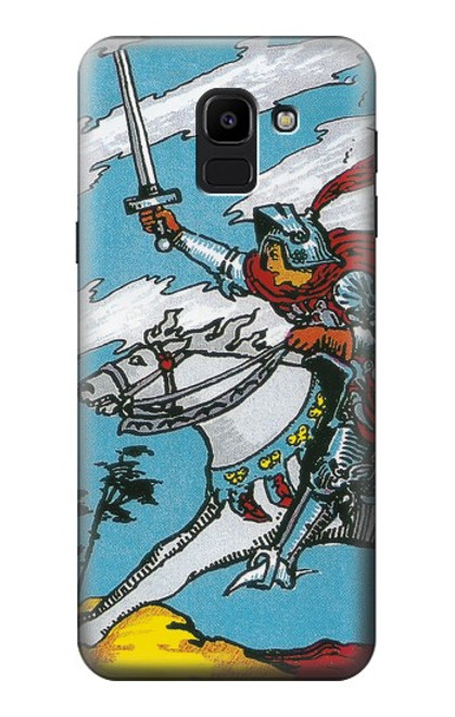 W3731 Carte de tarot chevalier des épées Etui Coque Housse et Flip Housse Cuir pour Samsung Galaxy J6 (2018)