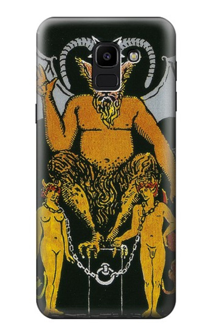 W3740 Carte de tarot le diable Etui Coque Housse et Flip Housse Cuir pour Samsung Galaxy J6 (2018)