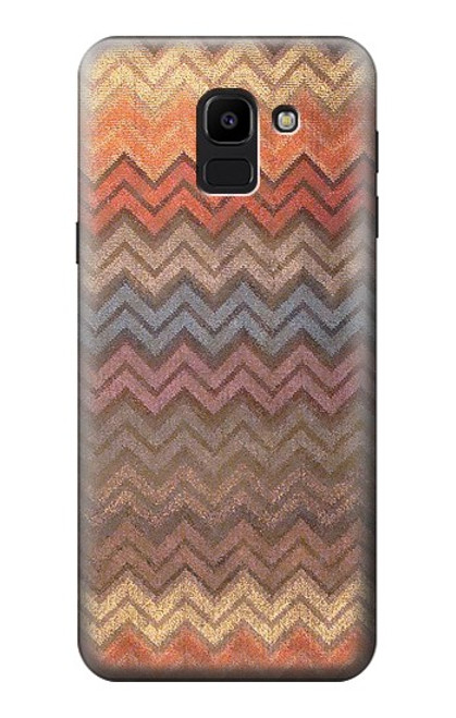 W3752 Motif de tissu en zigzag imprimé graphique Etui Coque Housse et Flip Housse Cuir pour Samsung Galaxy J6 (2018)