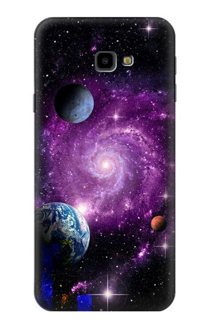 W3689 Planète spatiale Galaxy Etui Coque Housse et Flip Housse Cuir pour Samsung Galaxy J4+ (2018), J4 Plus (2018)