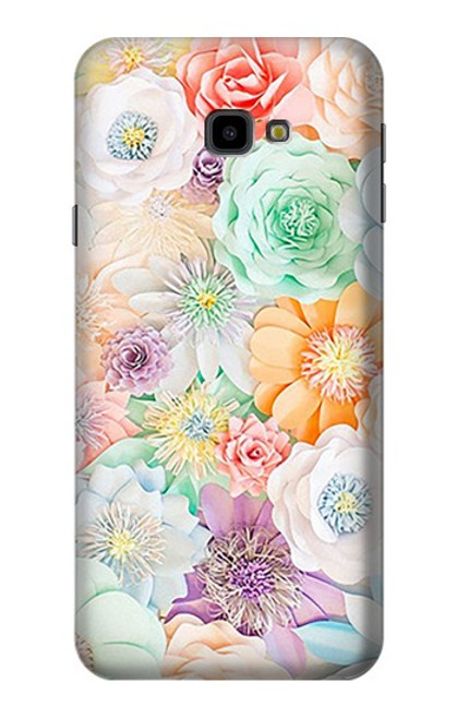 W3705 Fleur florale pastel Etui Coque Housse et Flip Housse Cuir pour Samsung Galaxy J4+ (2018), J4 Plus (2018)