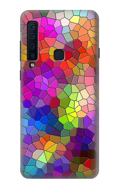 W3677 Mosaïques de briques colorées Etui Coque Housse et Flip Housse Cuir pour Samsung Galaxy A9 (2018), A9 Star Pro, A9s