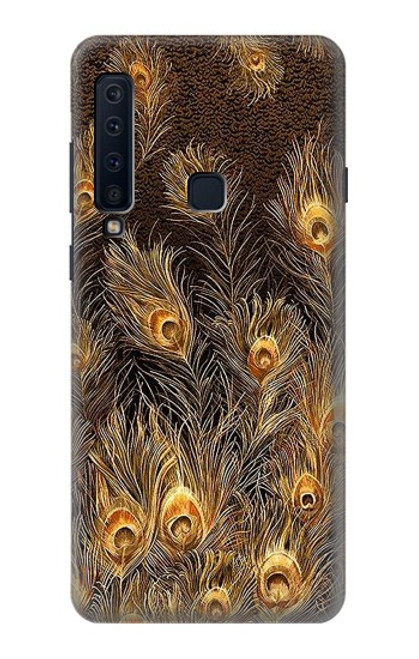 W3691 Plume de paon d'or Etui Coque Housse et Flip Housse Cuir pour Samsung Galaxy A9 (2018), A9 Star Pro, A9s