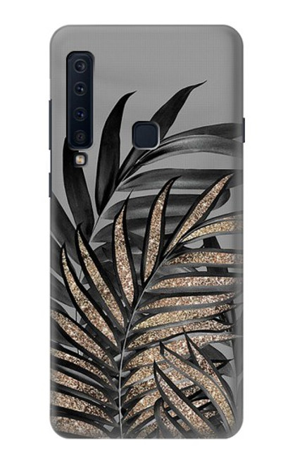 W3692 Feuilles de palmier gris noir Etui Coque Housse et Flip Housse Cuir pour Samsung Galaxy A9 (2018), A9 Star Pro, A9s