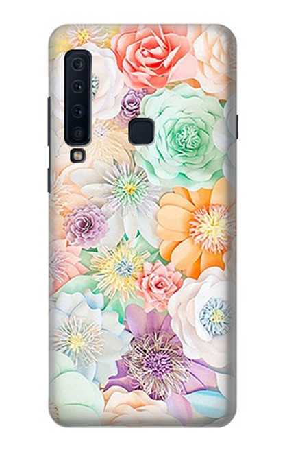 W3705 Fleur florale pastel Etui Coque Housse et Flip Housse Cuir pour Samsung Galaxy A9 (2018), A9 Star Pro, A9s