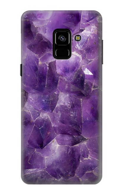 W3713 Graphique violet améthyste à quartz imprimé Etui Coque Housse et Flip Housse Cuir pour Samsung Galaxy A8 (2018)