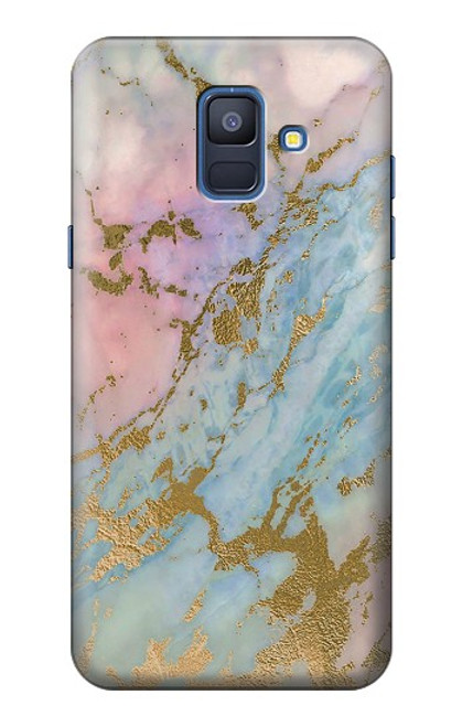 W3717 Imprimé graphique en marbre bleu pastel or rose Etui Coque Housse et Flip Housse Cuir pour Samsung Galaxy A6 (2018)