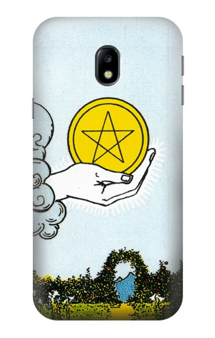 W3722 Carte de tarot Pièces de l'As des Pentacles Etui Coque Housse et Flip Housse Cuir pour Samsung Galaxy J3 (2017) EU Version