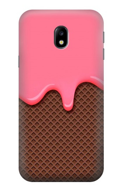 W3754 Cornet de crème glacée à la fraise Etui Coque Housse et Flip Housse Cuir pour Samsung Galaxy J3 (2017) EU Version