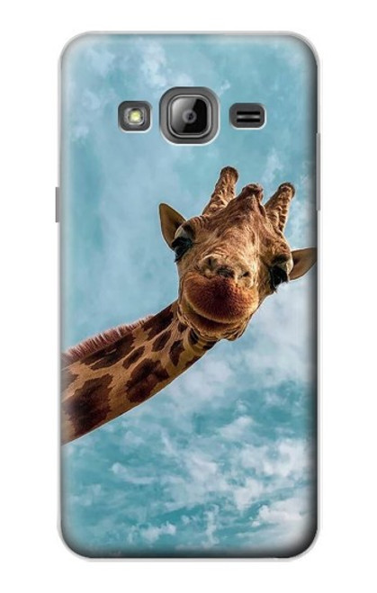 W3680 Girafe de sourire mignon Etui Coque Housse et Flip Housse Cuir pour Samsung Galaxy J3 (2016)