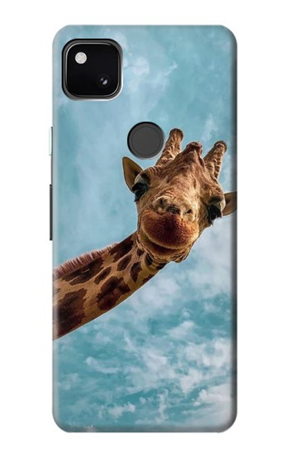 W3680 Girafe de sourire mignon Etui Coque Housse et Flip Housse Cuir pour Google Pixel 4a