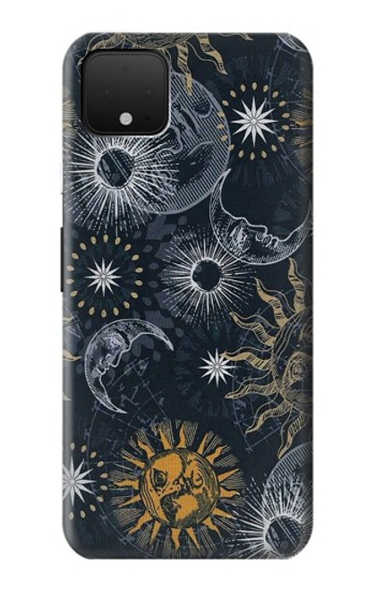 W3702 Lune et soleil Etui Coque Housse et Flip Housse Cuir pour Google Pixel 4