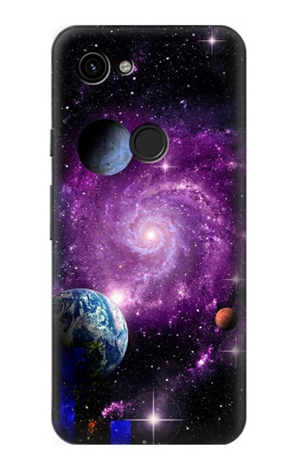 W3689 Planète spatiale Galaxy Etui Coque Housse et Flip Housse Cuir pour Google Pixel 3a